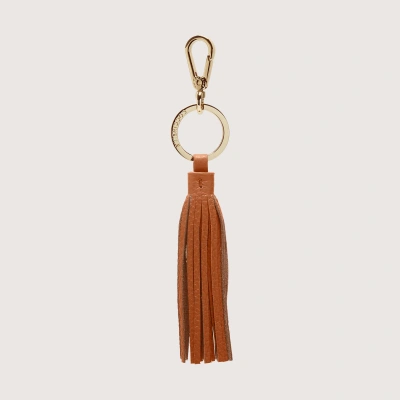 Coccinelle Grained Leather And Metal Key Ring Tassel In Cuir