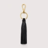 Coccinelle Grained Leather And Metal Key Ring Tassel In Noir