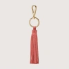 COCCINELLE GRAINED LEATHER AND METAL KEY RING TASSEL