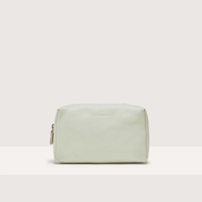 Coccinelle Grained Leather Beauty Case Smart To Go In Celadon Green