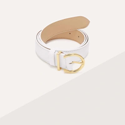 Coccinelle Grained Leather Belt Beth In Brillant White
