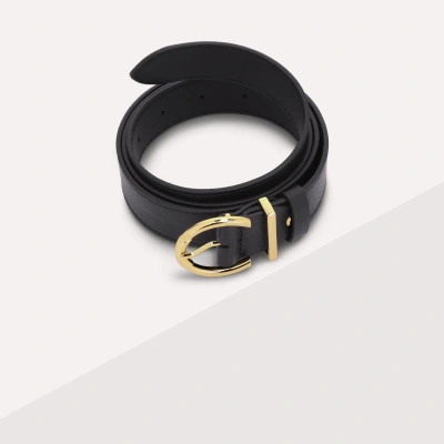 Coccinelle Grained Leather Belt Beth In Noir