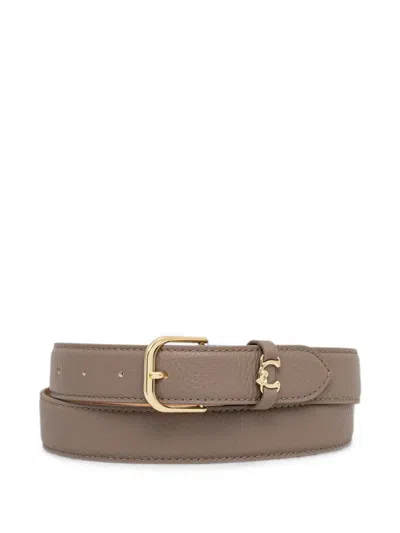 Coccinelle Grained Leather Belt In Brown