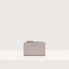 COCCINELLE GRAINED LEATHER CARD HOLDER METALLIC TRICOLOR