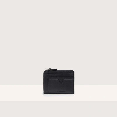 Coccinelle Grained Leather Card Holder Smart To Go In Noir