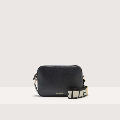 Coccinelle Grained Leather Crossbody Bag Tebe Medium In Noir