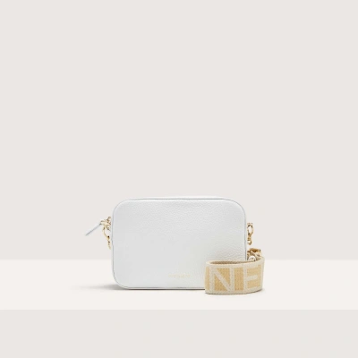 Coccinelle Grained Leather Crossbody Bag Tebe Small In Brillant White