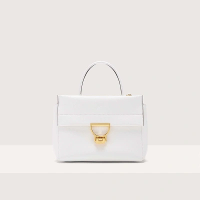 Coccinelle Grained Leather Handbag Arlettis Medium In Brillant White