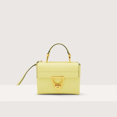 Coccinelle Grained Leather Handbag Arlettis Small In Lime Wash
