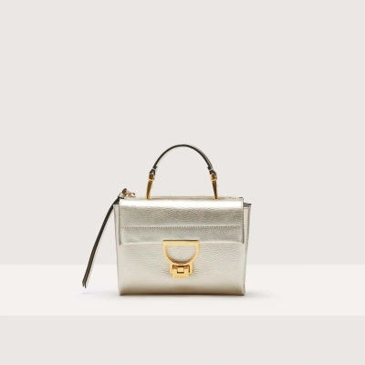 Coccinelle Grained Leather Handbag Arlettis Small In Pale Gold