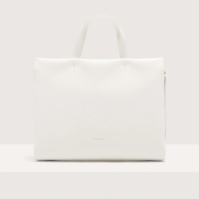 Coccinelle Grained Leather Handbag Boheme Large In Brillant White