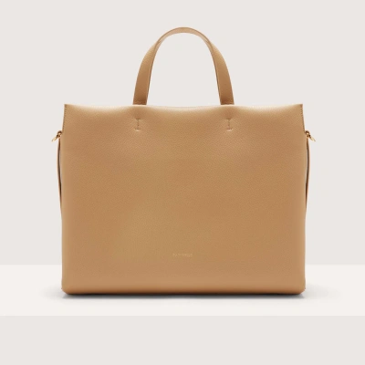 Coccinelle Grained Leather Handbag Boheme Large In Fresh Beige