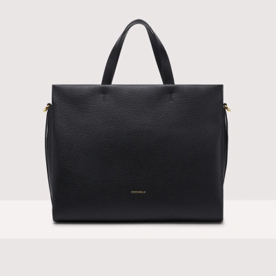 Coccinelle Grained Leather Handbag Boheme Large In Noir