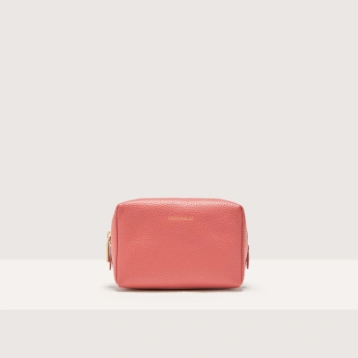 Coccinelle Grained Leather Make-up Bag Trousse Maxi In Pot
