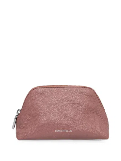 Coccinelle Grained Leather Make-up Bag In Blue