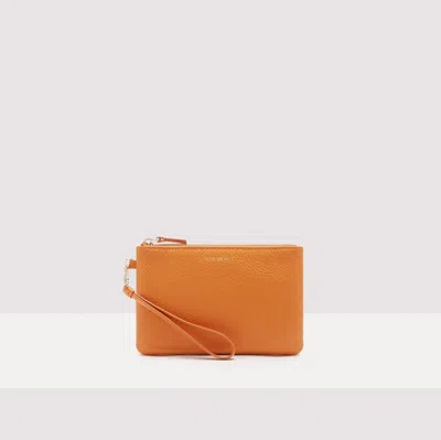 Coccinelle Grained Leather Pouch New Best Soft In Orange