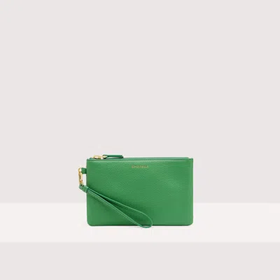 Coccinelle Grained Leather Pouch New Best Soft In Green