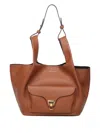 Coccinelle Beat Small Leather Shopping Bag In Neutral