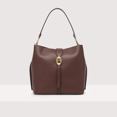 Coccinelle Grained Leather Shoulder Bag New Alba In Carruba