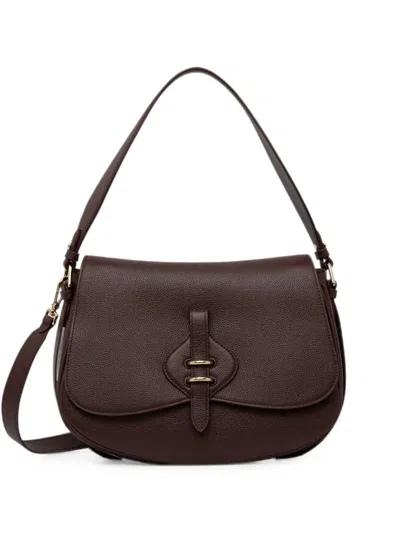 Coccinelle Grained Leather Shoulder Bag In Brown