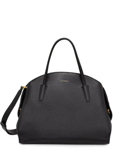 Coccinelle Grained Leather Tote Bag In Black