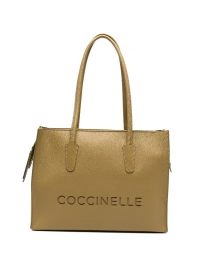 Coccinelle Grained Leather Tote Bag In Brown