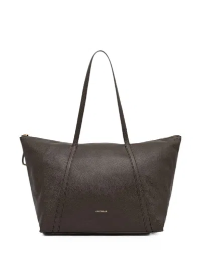 Coccinelle Grained Leather Tote Bag In Brown