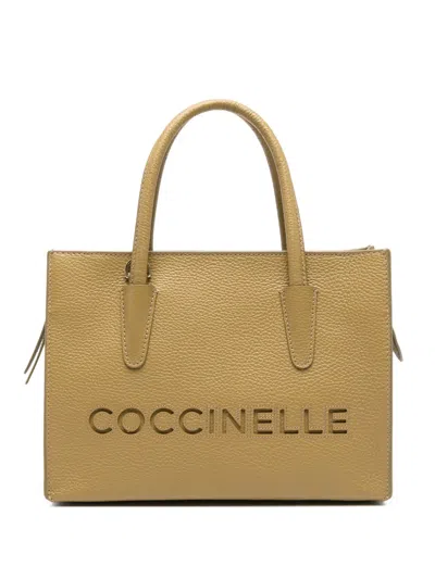 Coccinelle Grained Leather Tote Bag In Gold