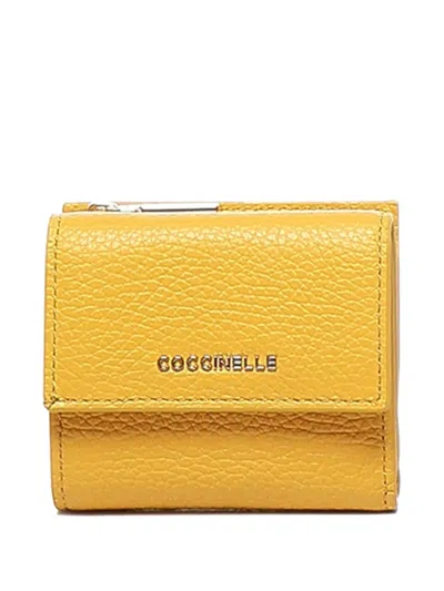 Coccinelle Grained-leather Wallet In Yellow
