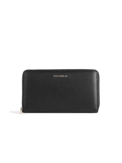 Coccinelle Grained Leather Wallet In Black