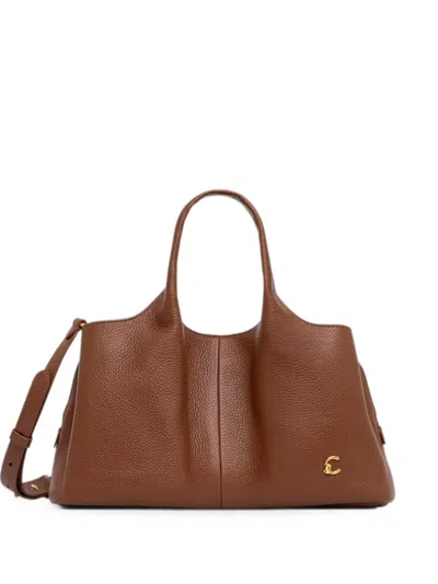 Coccinelle Grained Tote Bag In Brown