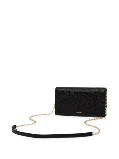 Coccinelle Grained-leather Chain-link Wallet In Black