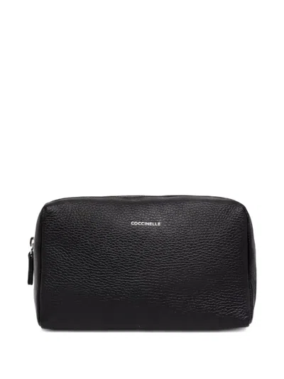 Coccinelle Grained-leather Make-up Bag In Black