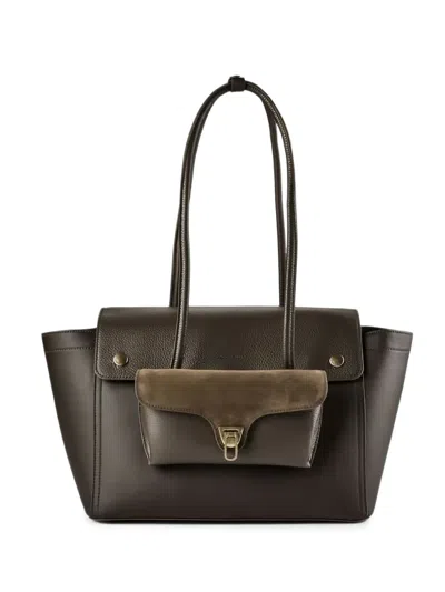 Coccinelle Grained-leather Tote Bag In Brown