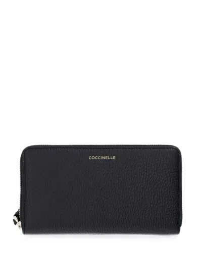 Coccinelle Grained-leather Zip-around Wallet In Black