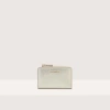 COCCINELLE GRAINY LEATHER CARD HOLDER METALLIC SOFT
