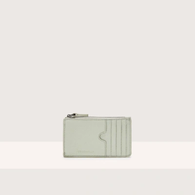 Coccinelle Grainy Leather Card Holder Smart To Go In Celadon Green