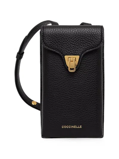 Coccinelle 그레이니 레더 휴대폰 케이스 In Black