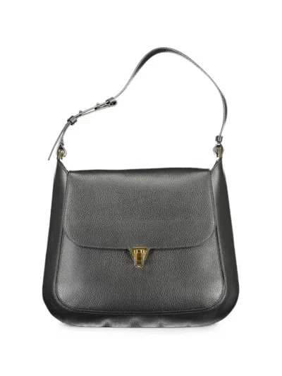 Coccinelle Grainy Leather Shoulder Bag In Black