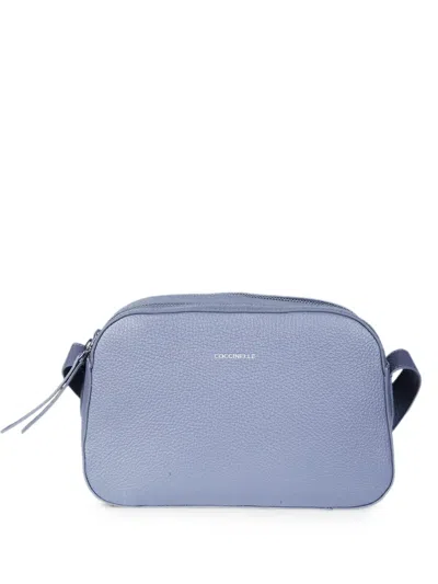 Coccinelle Grainy Leather Shoulder Bag In Grey
