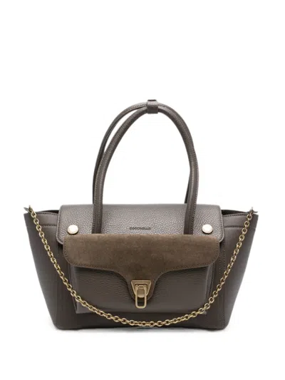 Coccinelle Grainy-leather Chain-detail Tote Bag In Green