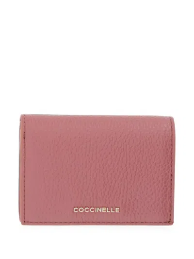 Coccinelle Grainy-leather Logo-plaque Wallet In Pink