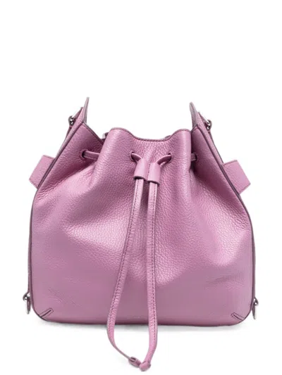 Coccinelle Gretel Ribbon Leather Shoulder Bag In Blue