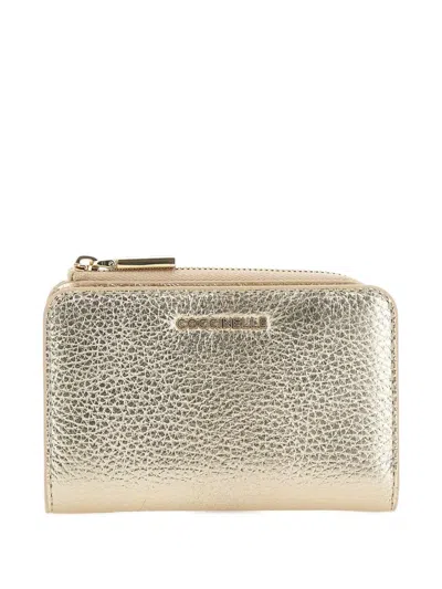 Coccinelle Hammered Leather Wallet In Gold