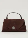 Coccinelle Suede Leather Shoulder Bag With Top Handle In Brown