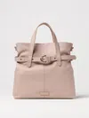 Coccinelle Small Tote Bag With Belt In Pink Leather In Pink