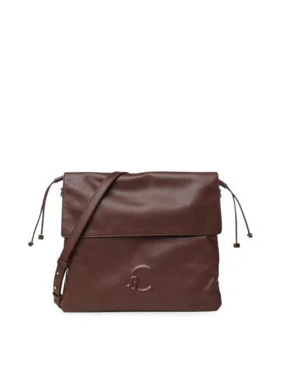 Coccinelle Logo-embossed Leather Shoulder Bag In Brown