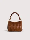 Coccinelle Handbag With Patchwork Made Using Smooth Leather And Suede Strips Boheme New Geometric Patch Small In Brown