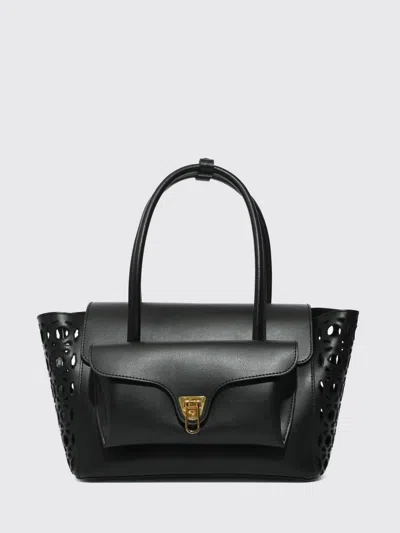 Coccinelle Beat Double Monogram Medium Bag In Black