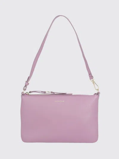 Coccinelle C-easy Pebbled-leather Clutch Bag In Purple